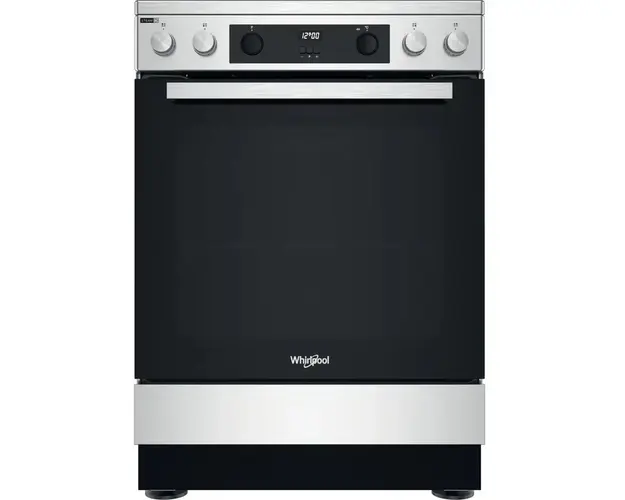 Aragaz Whirlpool WS68V8CCXT, Electric, 4 zone de gatit, Steam+, Zona dubla, Plita Vitroceramica, Autocuratare catalitica, Clasa A, 60 cm, Inox