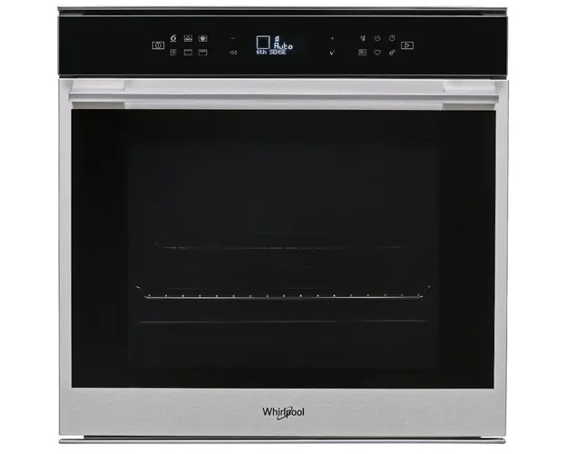 Cuptor incorporabil electric Whirlpool W7 OM4 4S1 P, Al 6-lea Simt, 73 l, 8 functii, grill, afisaj LCD, timer, clasa A+, argintiu/negru
