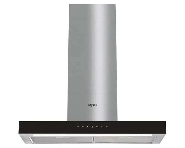 Hota decorativa Whirlpool WHBS 62F LT K, 646 mc/h, 1 motor, filtru aluminiu, inox/negru