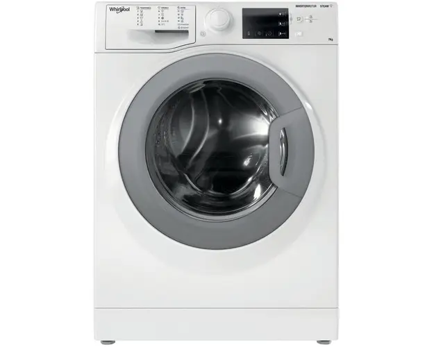 Masina de spalat rufe Slim Whirlpool WRSB7259WSEU, 7 kg, 1200 RPM, Clasa B, Motor Inverter, Display digital, Alb