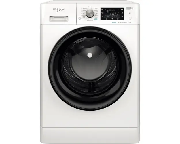 Masina de spalat rufe Whirlpool FreshCare+ FFD8648BVEE, 8 kg, 1600 RPM, Clasa C, Steam Refresh, Steam Hygiene, Tehnologia al-6lea Simt, Motor Inverter, Display LCD, Alb