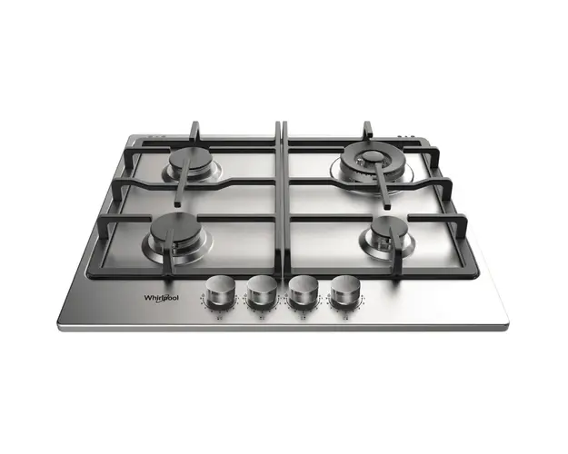Plita incorporabila Whirlpool TKRL 661 IX EU, Gaz, 4 zone gatit, Gratar fonta, Aprindere electirca, 60 cm, Inox