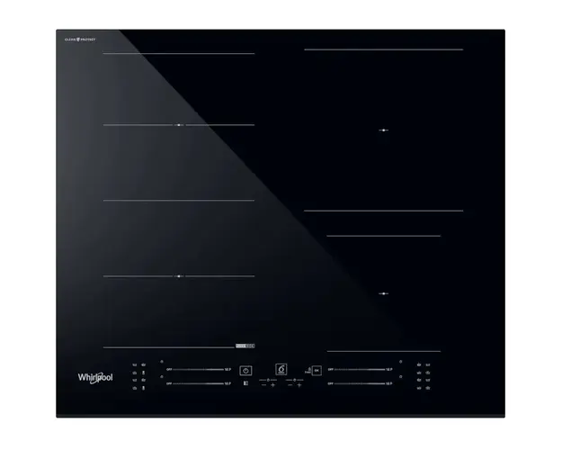 Plita incorporabila Whirlpool WF S5060 CPBF, Inductie, 4 zone de gatit, ChefControl, FlexiSide, 60 cm, Negru