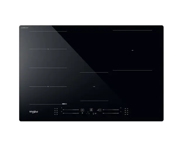 Plita incorporabila Whirlpool WF S7977 CPNE, Inductie, 4 zone de gatit, Tehnologia Al 6-lea SIMT, CleanProtect, FlexiSide, Child Lock, Booster, 77 cm, Negru