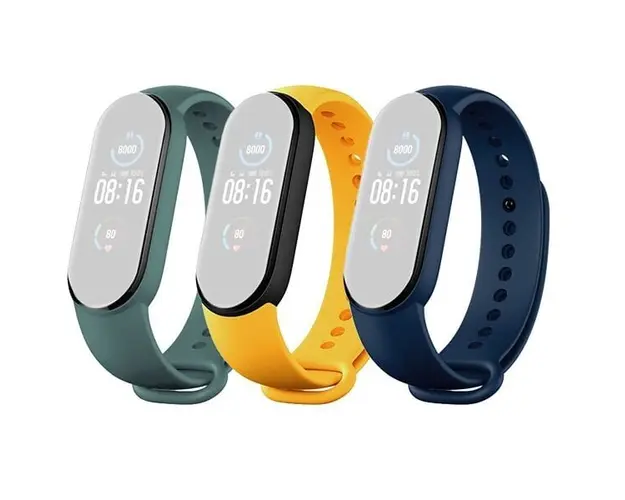 Bratara Xiaomi pentru Mi Band 5, TPU (set 3 buc.)  Albastru, Galben, Verde menta