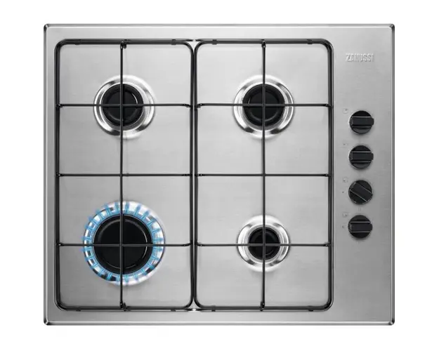 Plita incorporabila pe gaz Zanussi ZGH62414XA, 4 zone de gatit, aprindere electrica, dispozitiv siguranta, 60 cm, inox