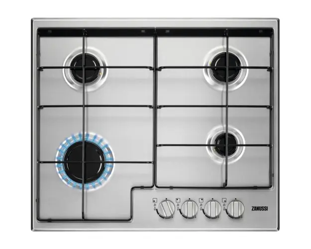Plita incorporabila pe gaz Zanussi ZGH65414XS, 4 zone de gatit, aprindere electrica, dispozitiv siguranta, 60 cm, inox