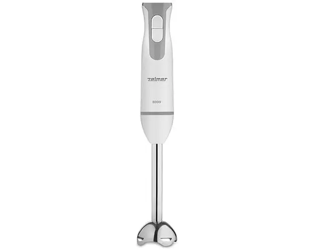Mixer vertical Zelmer ZHB4554S, 800 W, cutit lame dublu, functie turbo, picior metal, bol de 800 ml, tocator de 450 ml, tel, Sport Shaker inclus, Alb
