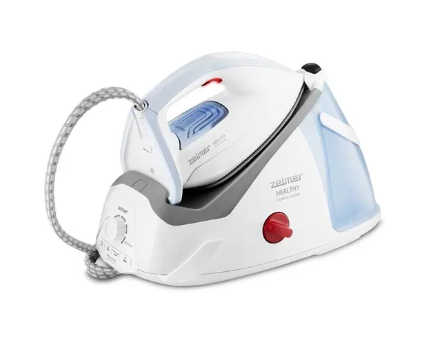Statie de calcat Zelmer ZIS8700, 2600W, 8 bar, rezervor 1.4 l, jet abur continuu 150g/min, selectare automata a aburului si temperaturii, talpa Diamond 4D PROslide, oprire automata, antipicurare, anticalcar, calcare verticala, curatare automata, alb