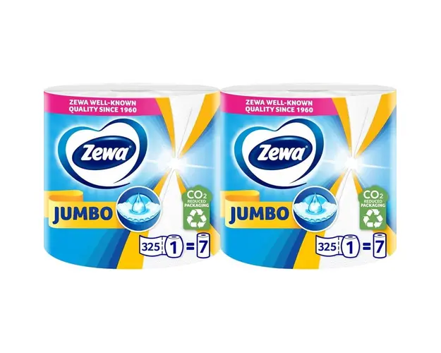 Pachet Prosoape de hartie Zewa Jumbo, 2 straturi, 2 role, 650 foi