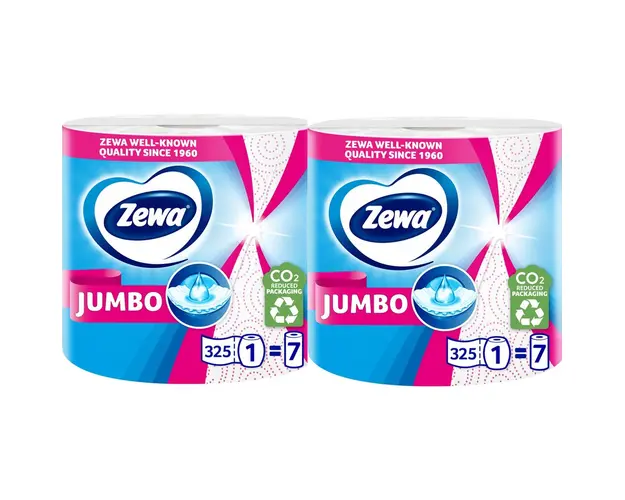 Pachet Prosoape de hartie Zewa Jumbo Decor, 2 straturi, 2 role, 650 foi
