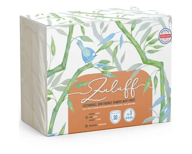 Scutece chilotel de unica folosinta din bambus, Nr. 3, 6-11 kg, 30 bucati, Zuluff