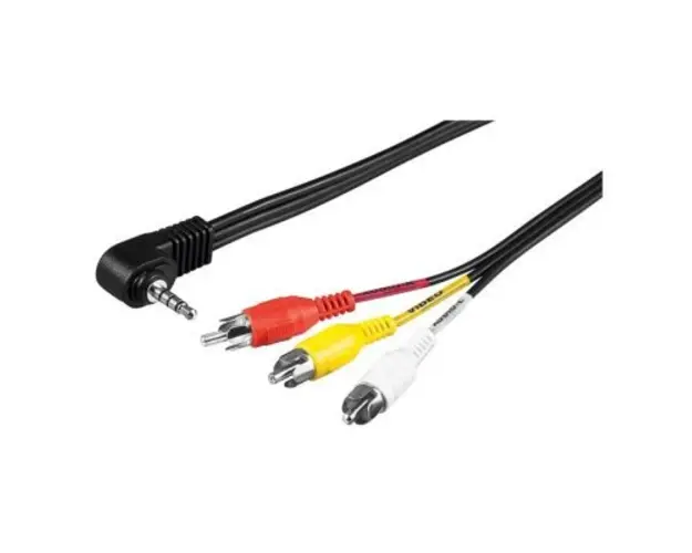 Cablu Audio Video Jack 3.5mm T , 3 x RCA T, Palacat cu Nickel, 1.5M, Goobay 50209