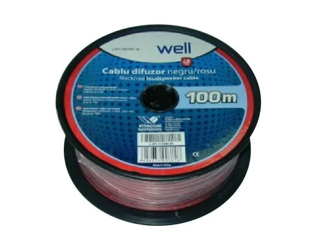 Cablu difuzor rosu negru 2X0.50mmp, 100m, Well