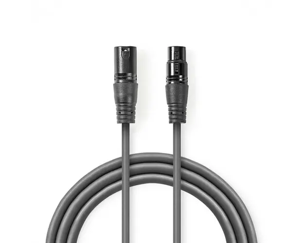 Cablu digital DMX XLR 3-pini tata - XLR 3-pini mama, 3m, gri, Nedis