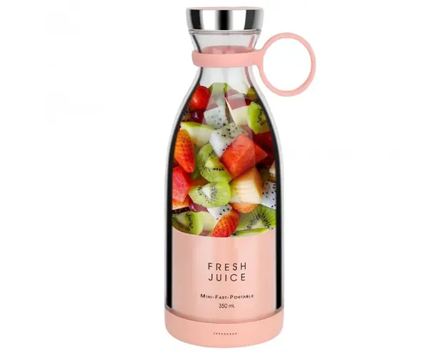 Mini Blender Portabil STARCREST SB-214BPK, Incarcare Wireless, Multifunctional, Auto-curatare, Capacitate 350ml, 4 Lame 3D, Putere 20.000 rpm, Roz
