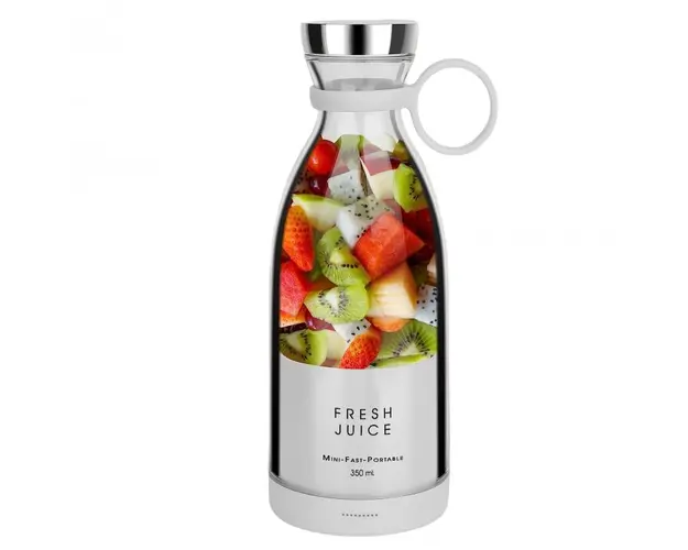 Mini Blender Portabil STARCREST SB-214BWH, Incarcare Wireless, Multifunctional, Auto-curatare, Capacitate 350ml, 4 Lame 3D, Putere 20.000 rpm, Alb
