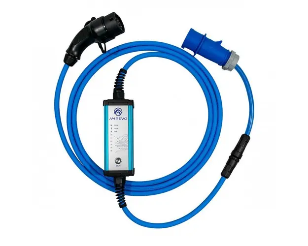 Incarcator portabil pentru vehicule electrice, Monofazat, 5 metri, 7.4kW, 32A, Type 2, IP65, Ampevo AMP107MC-B/C