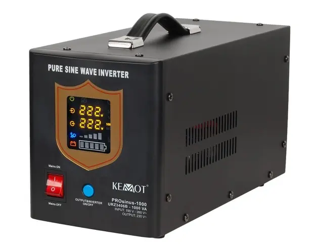 UPS cu Sinus Pur de 700W, pentru centrale termice, Kemot ProSinus, pentru baterii de 12V, incarcare 10A, URZ3406B