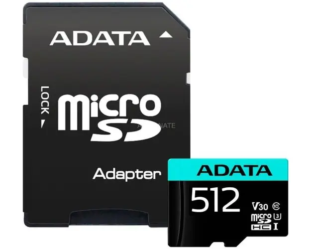 Micro SD Card 512GB Clasa 10 ADATA UHS-I U3 cu adaptor, AUSDX512GUI3V30SA2