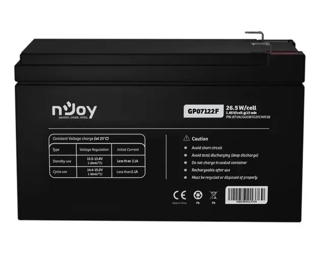 Baterie VRLA AGM, 12V, pentru UPS-uri, Njoy GP07122F