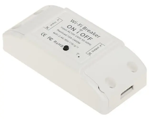 Releu Smart, cu Wi-Fi, 2400W, 10A, compatibil cu aplicatia mobila Tuya, Google, Alexa, Safer REL1TU