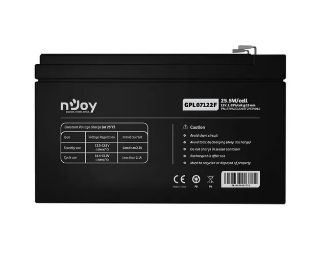 Baterie VRLA AGM, 12V, 7 Ah, pentru UPS-uri, Long life, Njoy, GPL07122F