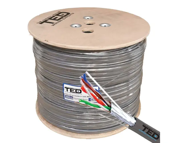 Cablu FTP cu sufa, Cupru, CAT5e, tambur 305 metri TED, FTP5S305-TED
