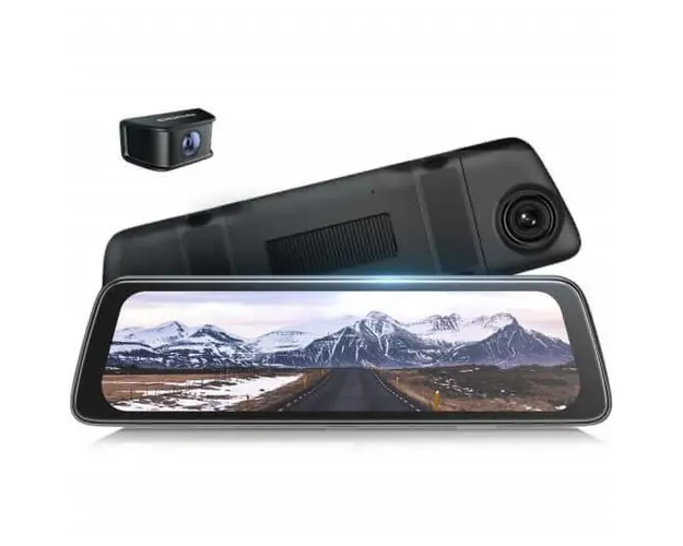 Camera de bord pentru oglinda retrovizoare, 2K, ecran tactil 10" inci, 1 camera pentru fata / 1 camera pentru spate, conexiune Wi-Fi, DDPAI MOLA-E3