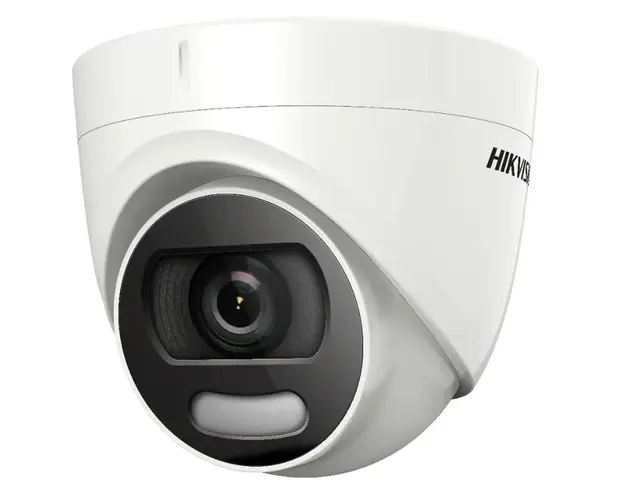 Camera de supraveghere analogica Hikvision pentru interior, 2MP, Color Vu, 2.8mm, Led alb 20m, IP67, DS-2CE72DFT-F(2.8mm)