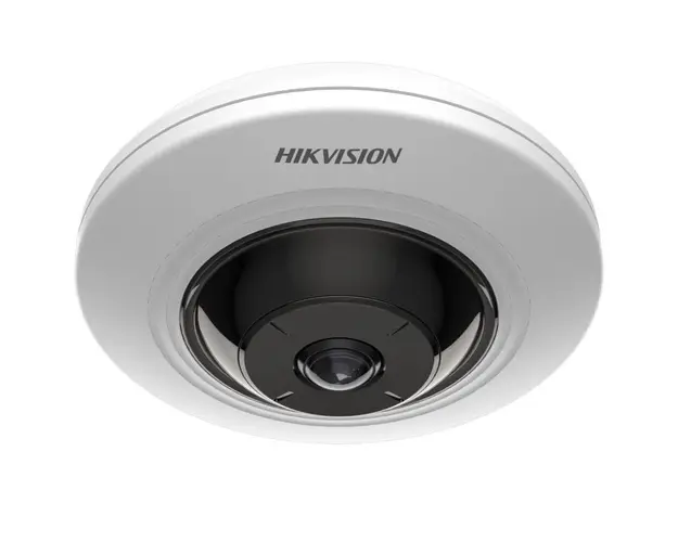 Camera de supraveghere IP Fisheye Hikvision DS-2CD3956G2-ISU(1.05mm), 5 MP, 180, AcuSense, IR 8m, microSD, Microfon, PoE 