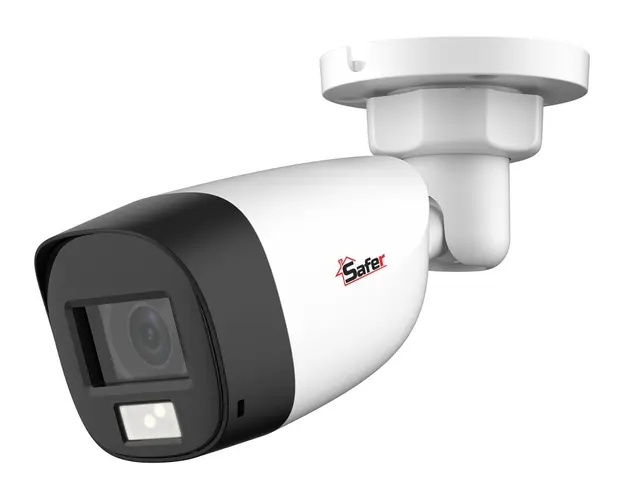 Camera de supraveghere pentru exterior HDCVI, 5MP, 2.8mm, Iluminare duala IR si LED 20m, Microfon, IP67, SAF-BP5MP20F28-IL-A