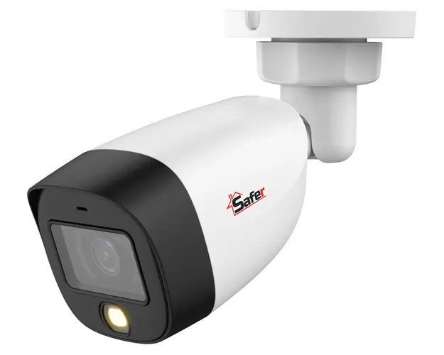 Camera de supraveghere pentru exterior HDCVI, Full HD 2MP, 2.8mm, Iluminare duala IR si LED 20m, Microfon, Safer SAF-BM2MP20F28-IL-A