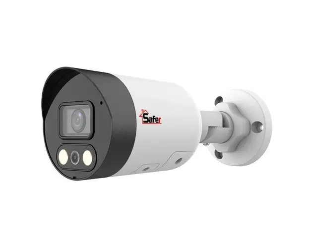 Camera de supraveghere IP, 8MP, 2.8mm, Full Color IR si LED 30m, Alarma acustica si optica, Microfon si difuzor, PoE, MicroSD, Safer SAF-IPCBM8MP30CH-LED28