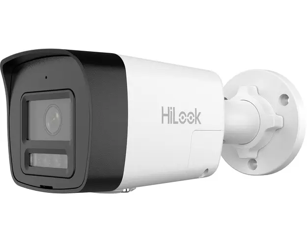 Camera supraveghere IP Hikvision HiLook IPC-B140HAP-LUF/SL, 4MP, 2.8mm, PoE, Iluminare duala 30m, Microfon si difuzor, IP67, Alarma, Slot pentru MicroSD