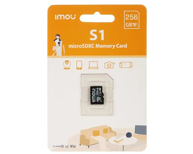Card de memorie microSD iMOU S1, 256 GB, U3, V30 38/95 MB/s, 3D TLC, potrivit pentru supraveghere video, MICROSD256-IMOU