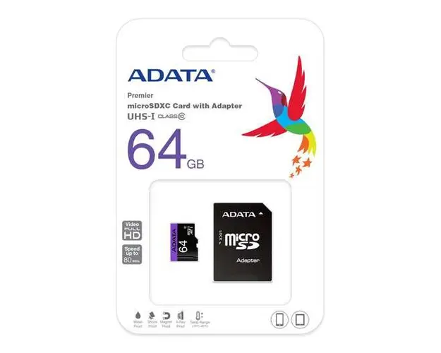 CARD MicroSD ADATA 64GB Clasa 10, AUSDX64GUICL10-RA1