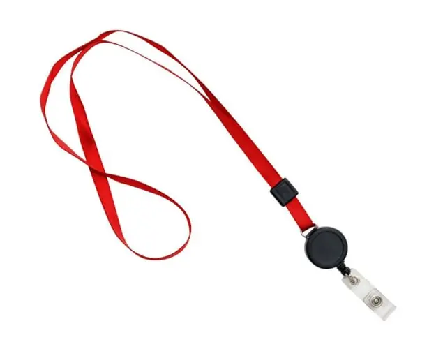 Snur cu port pentru ecuson, retractabil, Rosu, CH-425-rd
