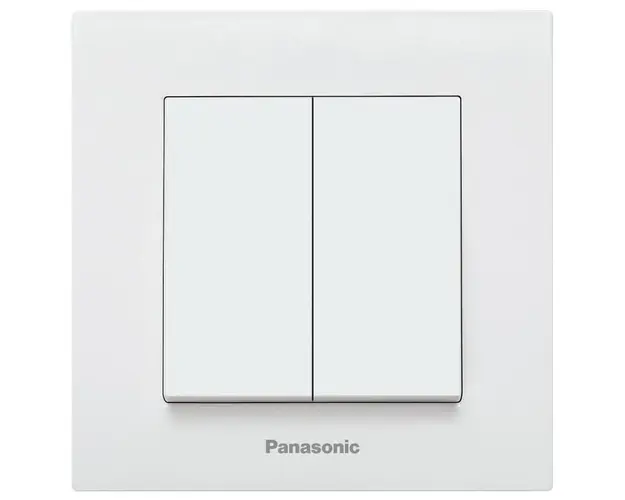 Comutator simplu alb cu 2 butoane, montaj incastrat, IP 20, Karre Plus Panasonic