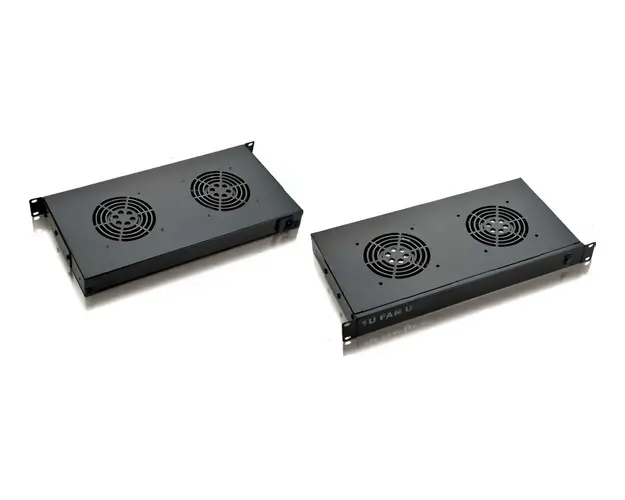 Cooler cu 2 ventilatoare pentru rack de podea, otel, negru, Safer RACKFAN2T-FLOOR