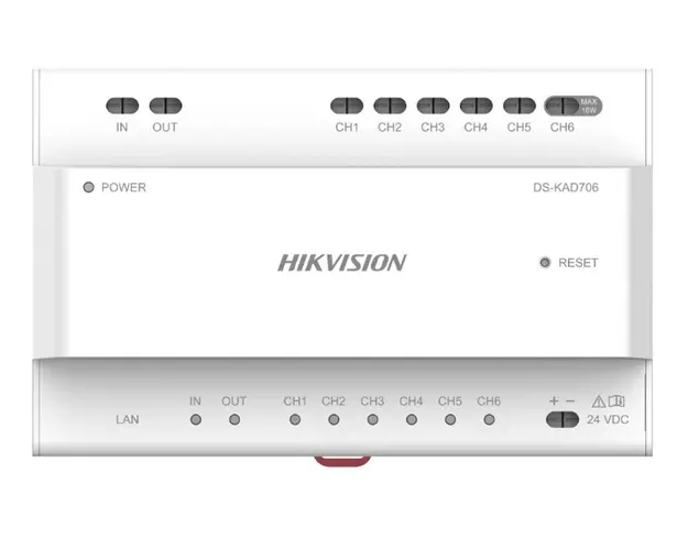 Distribuitor audio-video pentru videointefonul modular cu 2 fire Hikvision, Conexiune LAN, DS-KAD706