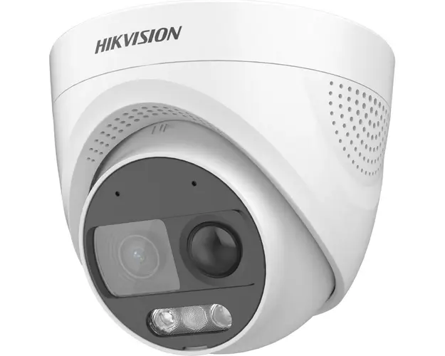 Camera de supraveghere Turbo HD ColorVU, 2MP, 2.8mm, PIR, LED 20m, Microfon, Difuzor, Alarma Acustica si optica cu LED Rosu - Albastru, DS-2CE72DF3T-PIRXOS-2.8mm