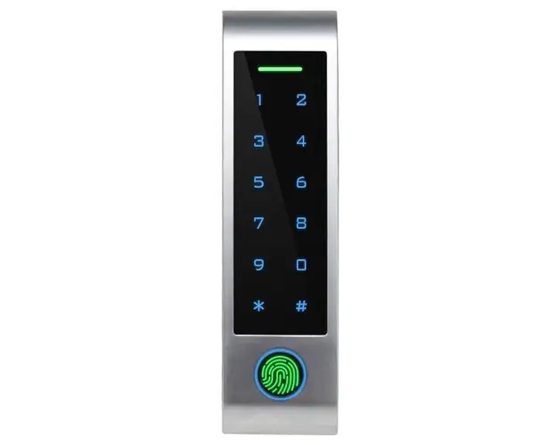 Control acces standalone, carduri EM si Mifare, cu amprenta, taste touch, Wi-Fi, Alarma, compatibil cu aplicatia Tuya, SECUKEY HF4-WiFi EM+Mifare