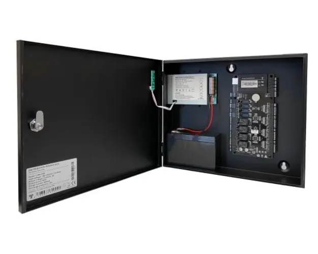 Centrala de control acces si de pontaj, 4 usi TCP/IP cu cutie metalica CCA3-4-1+CAB4-PS5