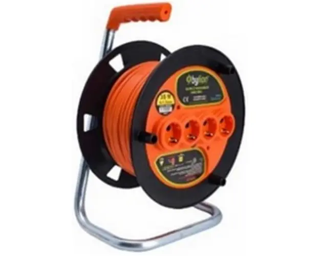 Derulator cu cablu 3 x 1,5 CUPRU, 20ML, 4-PRIZE SCHUKO cu siguranta termica, FS-MK2015