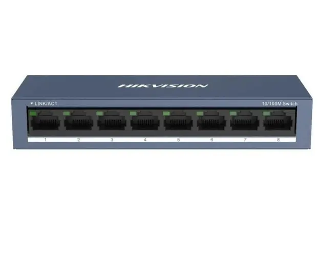 Switch Hikvision DS-3E0108-O, 8 porturi 10/100Mbps, montare perete