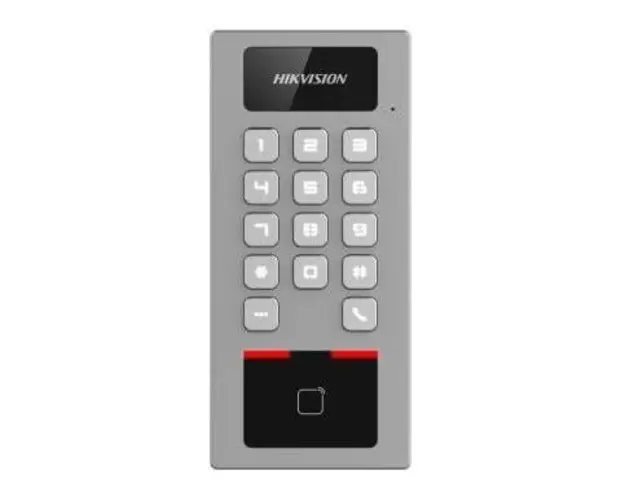 Terminal de control acces Hikvision DS-K1T502DBWX, RS-485, Wiegand, PIN, Audio, Aplicatie, card SD, IP65, IK09