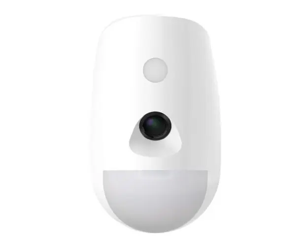 Detector PIR, Hikvision AX PRO DS-PDPC12PF-EG2-WE(B), raza 12m, camera incorporata, wireless, alarma LED albastru, imunitate la animale pana la 30kg