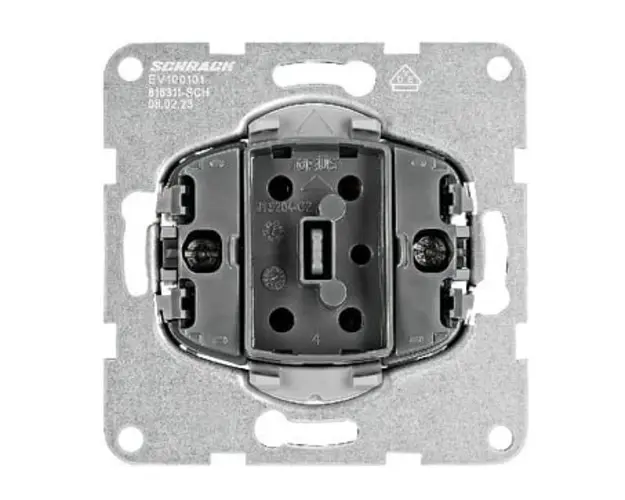 Insert intrerupator simplu, 230AC, 8 ohm, montaj incastrat, cleme cu element elastic, IP20, Schrack EV100101