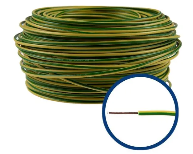 Conductor FY 1,5 mm, solid, 100 m, FY1.5-GALBEN-VERDE